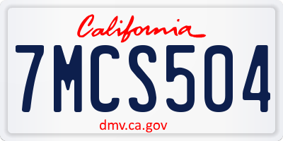 CA license plate 7MCS504