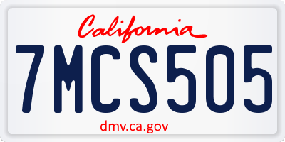 CA license plate 7MCS505