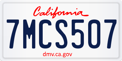 CA license plate 7MCS507