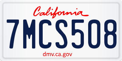CA license plate 7MCS508