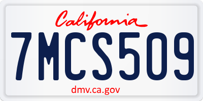 CA license plate 7MCS509