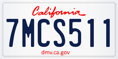 CA license plate 7MCS511