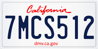 CA license plate 7MCS512