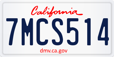 CA license plate 7MCS514