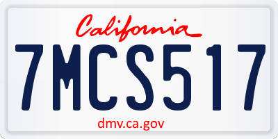 CA license plate 7MCS517
