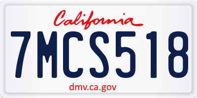 CA license plate 7MCS518