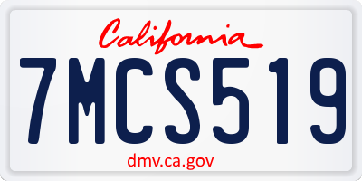 CA license plate 7MCS519