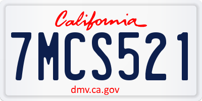 CA license plate 7MCS521
