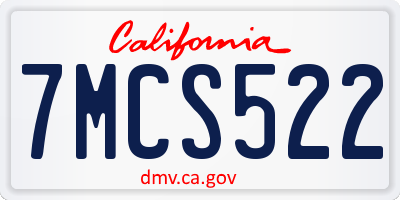 CA license plate 7MCS522