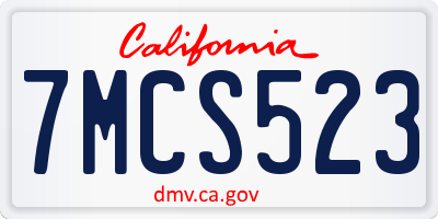 CA license plate 7MCS523