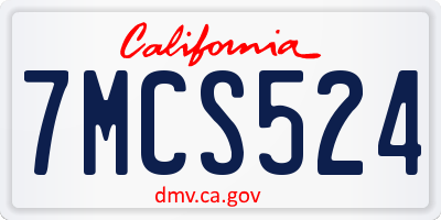 CA license plate 7MCS524