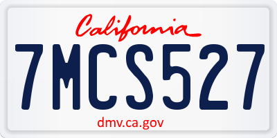 CA license plate 7MCS527