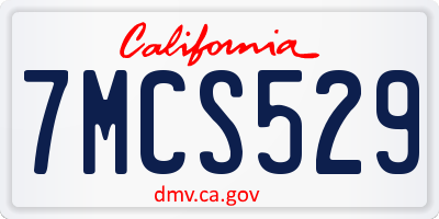 CA license plate 7MCS529