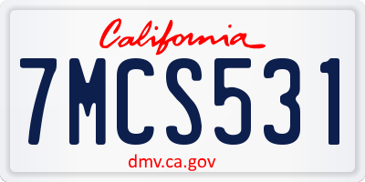 CA license plate 7MCS531
