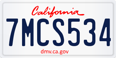CA license plate 7MCS534