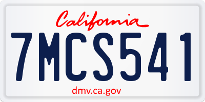 CA license plate 7MCS541