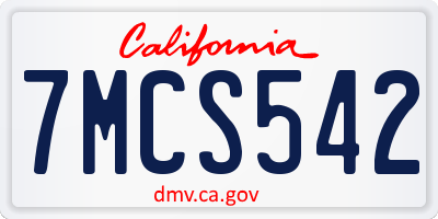 CA license plate 7MCS542