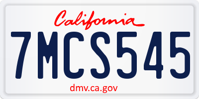 CA license plate 7MCS545