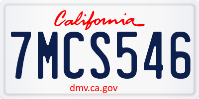 CA license plate 7MCS546