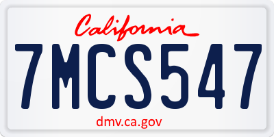 CA license plate 7MCS547