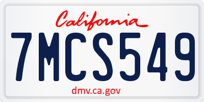 CA license plate 7MCS549