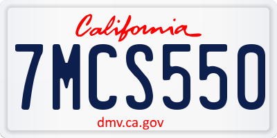CA license plate 7MCS550