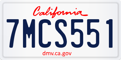 CA license plate 7MCS551