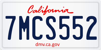 CA license plate 7MCS552