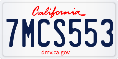 CA license plate 7MCS553