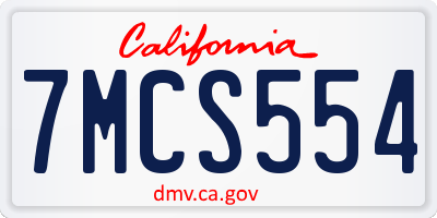 CA license plate 7MCS554