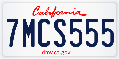 CA license plate 7MCS555