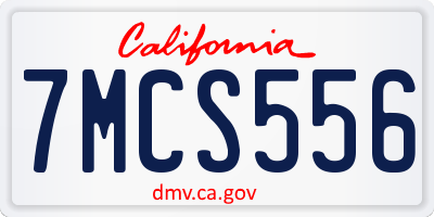 CA license plate 7MCS556