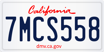 CA license plate 7MCS558