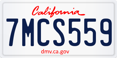 CA license plate 7MCS559
