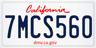 CA license plate 7MCS560