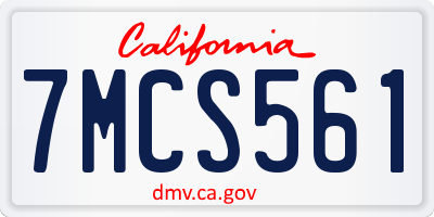 CA license plate 7MCS561