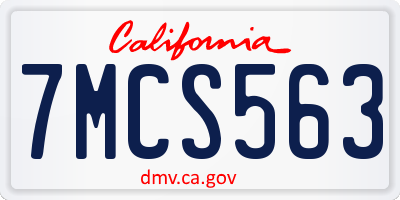 CA license plate 7MCS563