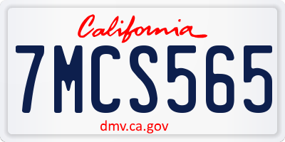 CA license plate 7MCS565