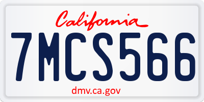 CA license plate 7MCS566