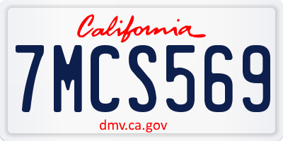 CA license plate 7MCS569