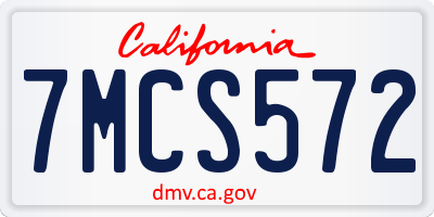 CA license plate 7MCS572