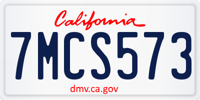 CA license plate 7MCS573