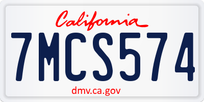 CA license plate 7MCS574
