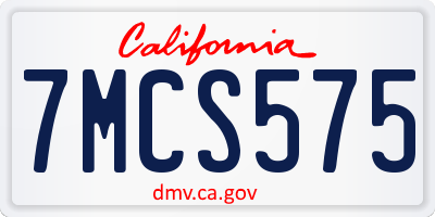 CA license plate 7MCS575