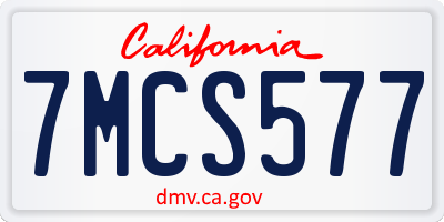 CA license plate 7MCS577