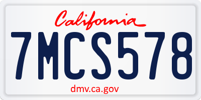 CA license plate 7MCS578