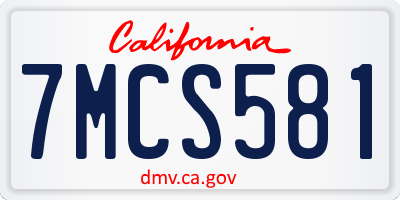 CA license plate 7MCS581
