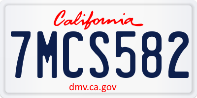 CA license plate 7MCS582