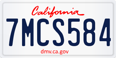 CA license plate 7MCS584