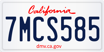 CA license plate 7MCS585